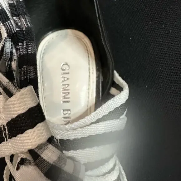 Gianni Bini Black Abrianna Gingham Lace Up Sandals 3.93” stiletto heels Size 6.5 - Picture 10 of 12